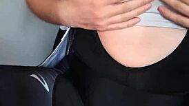 Young latina brunette masturbates in lingerie after spinning class