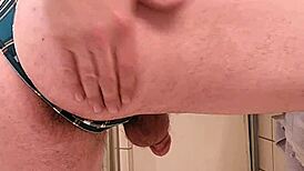 Amateur Woman Shows Off Big Ass in Thong and Panties in Bathroom.