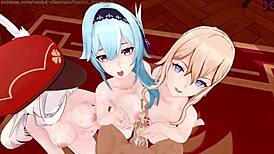 genshin impact knights eula klee jean pounded hard