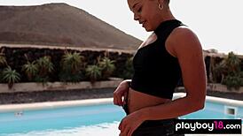 Small Titted All Natural Ebony Beauty Agatha Stripping And Posing Outdoor
