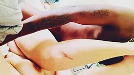 Hot blonde pawg licks cum off her butt