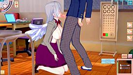 3D cartoon anime hentai with big tits blowjob and handjob