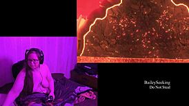 Naked Brunette Plays Evil Within 2, Showing Big Ass and Tits