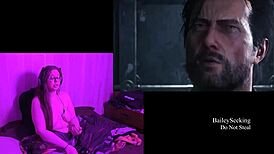 Naked Brunette Plays Evil Within 2, Showing Big Ass and Tits