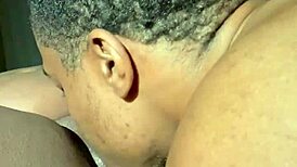 Licking that sweet ebony pussy in a steamy homemade session