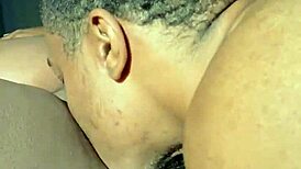 Licking that sweet ebony pussy in a steamy homemade session