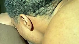 Licking that sweet ebony pussy in a steamy homemade session