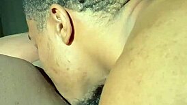 Licking that sweet ebony pussy in a steamy homemade session