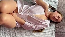 Russian Teen Uses Carrot for Masturbation