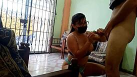 I lost the bet with my stepbro, now I’m live-sucking his huge cock for his buddies!