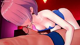 Wow, a ram likes getting handjobs with feet in a bikini version!