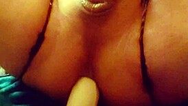 transsexual in crossdressing solo session jams her ass hard with toys