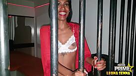 In the night club, a hot girl dances before giving a blowjob to a big cock.