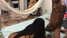 dad left, so i drilled his hot black maid real quick