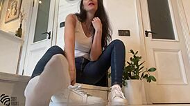 Just some casual foot fetish play in sneakers with a sexy milf.
