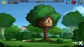 Summertime saga brings hot bathroom bang with group blowjob in anime