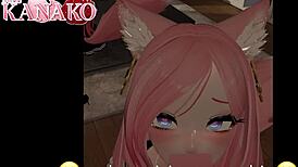 catgirl in anime cosplay outfit loves getting cumshot in her mouth during blowjob