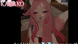 catgirl in anime cosplay outfit loves getting cumshot in her mouth during blowjob