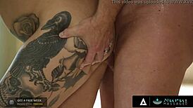 Masseuse of the police officers Nuru Massage with a tattooed star of the video