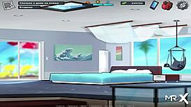 Summertime saga brings hot bathroom bang with group blowjob in anime