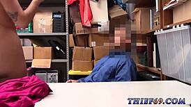 Petite teen steals police uniform for strapon fun with old man.