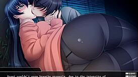 In Taimanin Asagi 3, part 02, the black character receives a handjob in the game