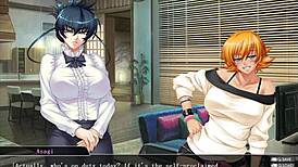 In Taimanin Asagi 3, part 02, the black character receives a handjob in the game