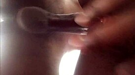 Black couple fucks pussy in homemade close-up