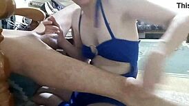 Husband is pleasured by his horny wife with a sensual ass licking and handjob