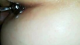 A married work partner tries buttplug first time bending over for quick doggystyle orgasm