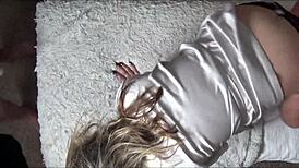 Blonde Housewife Sucking Hubby While Fucked by Friend in Hot Threesome