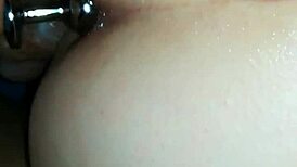 A married work partner tries buttplug first time bending over for quick doggystyle orgasm