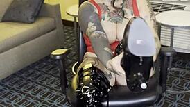 Boot worship annihilation with femdom domination