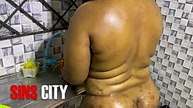 Home Alone with Girlfriend: Ass and Pussy Fucked by Big Black Cock Friend.