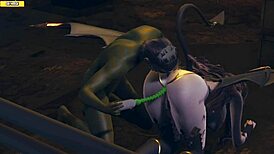 I watch hentai where succubus deepthroats green monster in doggystyle till cumshot