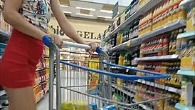 wife in market without panties showing off her ass