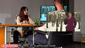 Jeny Smith Teasing Fan by Stripping Naked and Showing Pussy