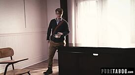 His big cock overwhelms petite girls in intense blowjob and anal.