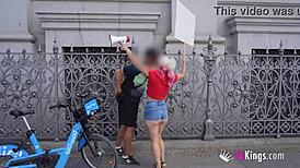 sandra casually kisses random guys on the street and picks one up for a chat