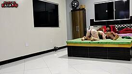 old cuckold licks small waist ass in homemade humiliation.