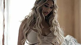 Blonde wife lets husband Kayley Gunner treat her to deepthroat Blowjob