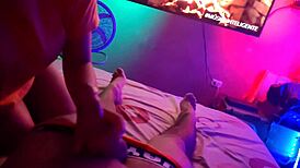 waking boyfriend with morning ride and creampie