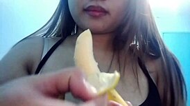 Asian Babe Performs Oral Deepthroat on Banana Toy in Seductive Fetish Play