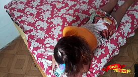 hot cute stepdaughter cums on face in cosplay