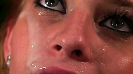 Horny Hottie Gets Cum Load on Face Sucking Jism