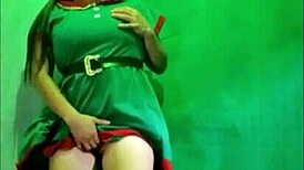 stepdad was grumpy, so i sent him homemade porn as a sexy elf to cheer him up