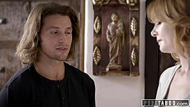 Lacy Lennon fucks the widowed husband in remembrance of the past, licking tits and riding cowgirl