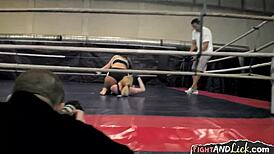 Naughty amateur lesbians wrestling