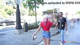 sandra casually kisses random guys on the street and picks one up for a chat