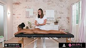 Wow, ebony babe's wet scissoring massage rocks!